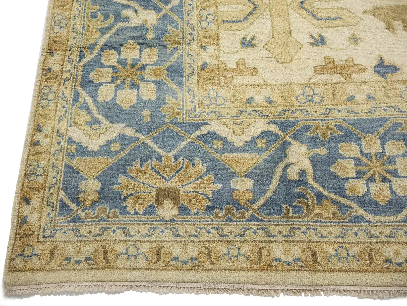 Muted Cream Floral Transitional 13x20 Oushak Oriental Rug