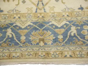 Muted Cream Floral Transitional 13x20 Oushak Oriental Rug