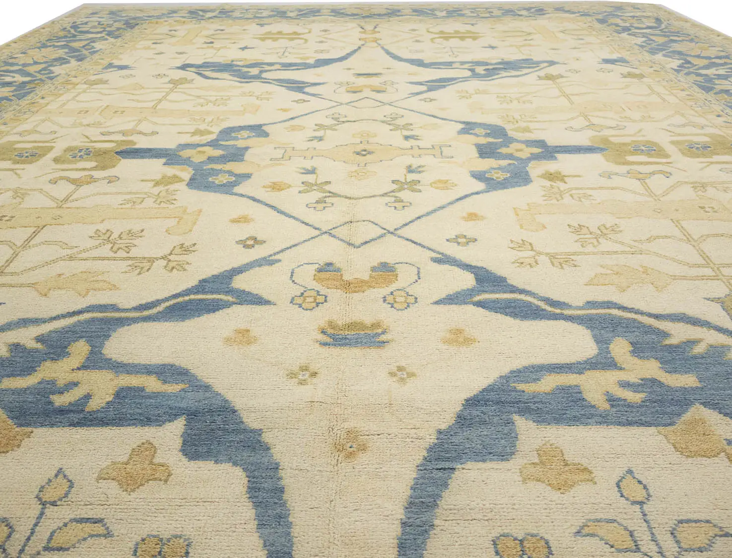 Muted Cream Floral Transitional 13x20 Oushak Oriental Rug