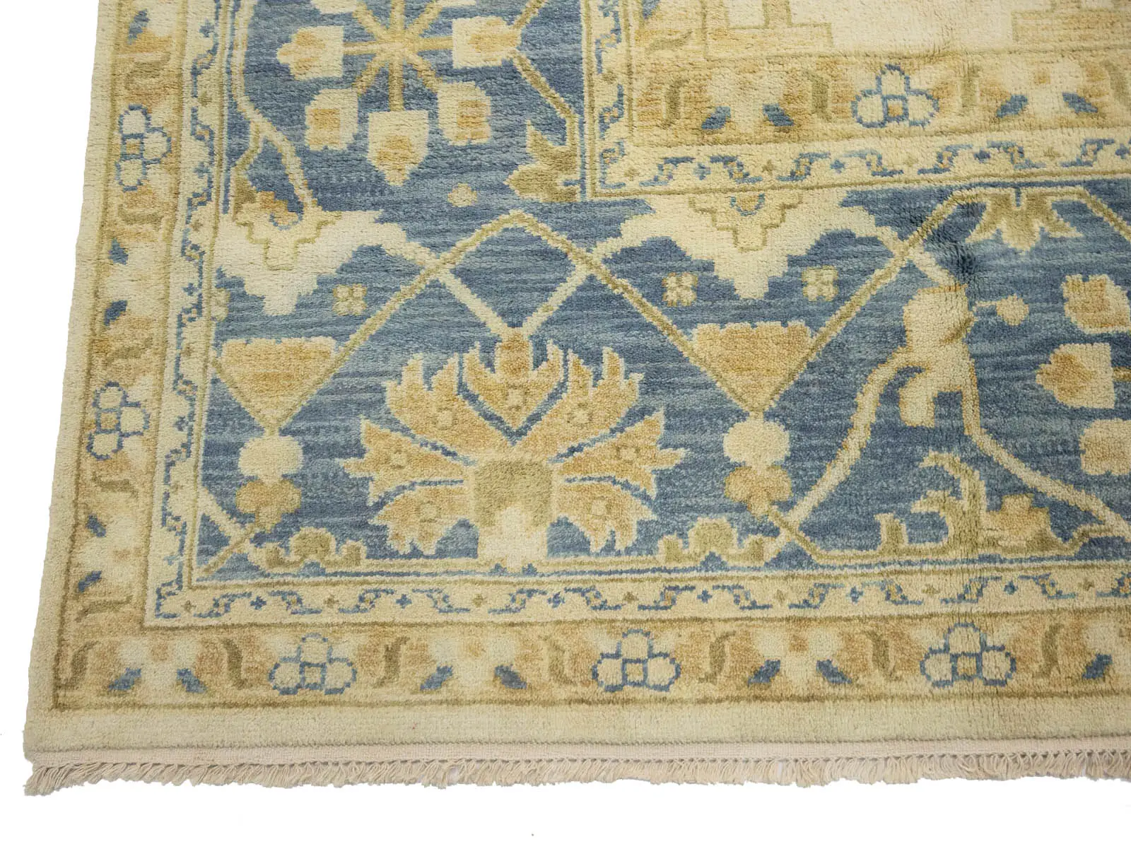 Muted Cream Floral Transitional 13x20 Oushak Oriental Rug