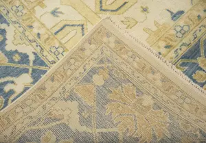 Muted Cream Floral Transitional 13x20 Oushak Oriental Rug