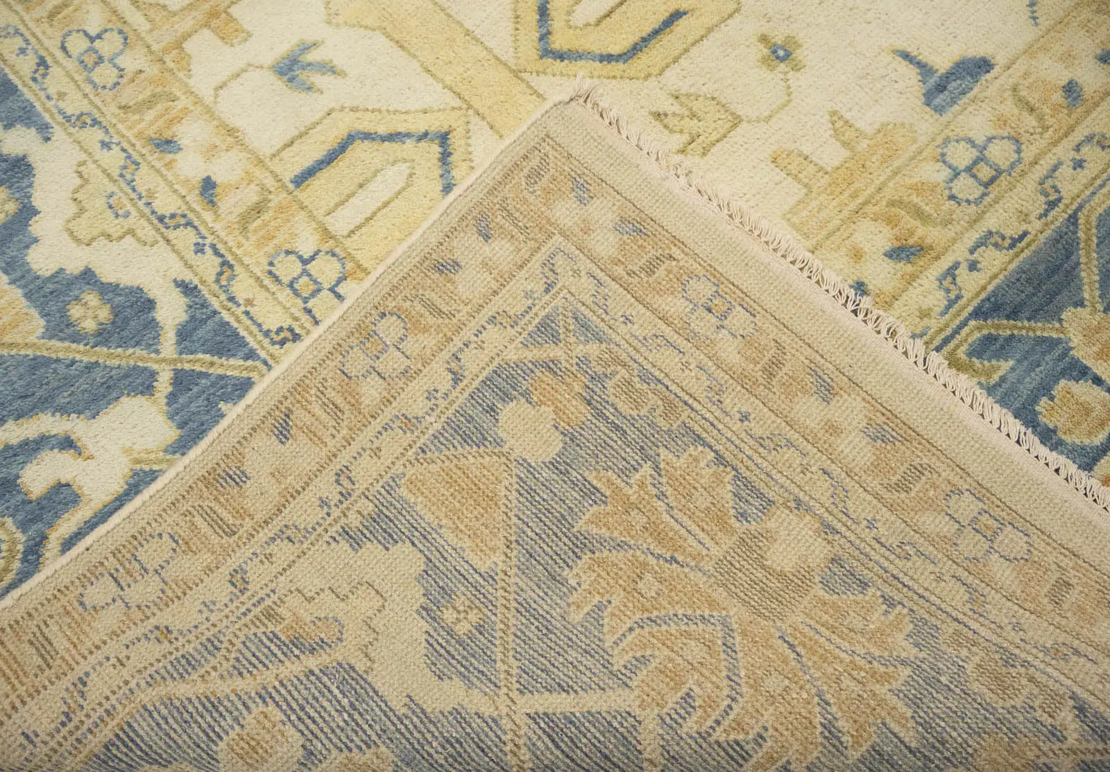 Muted Cream Floral Transitional 13x20 Oushak Oriental Rug