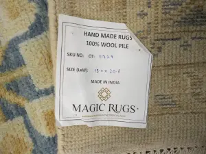 Muted Cream Floral Transitional 13x20 Oushak Oriental Rug