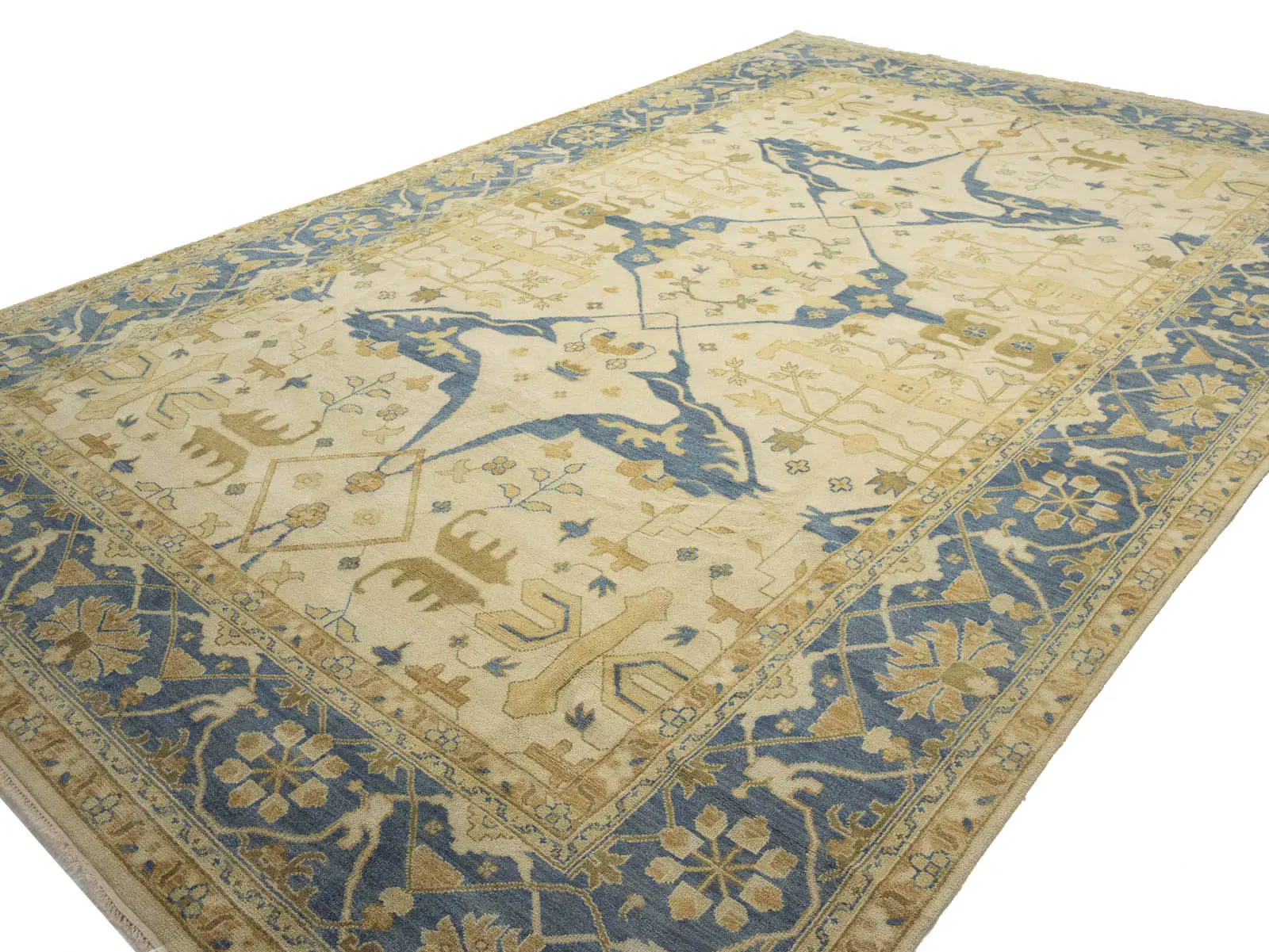 Muted Cream Floral Transitional 13x20 Oushak Oriental Rug