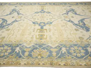 Muted Cream Floral Transitional 13x20 Oushak Oriental Rug