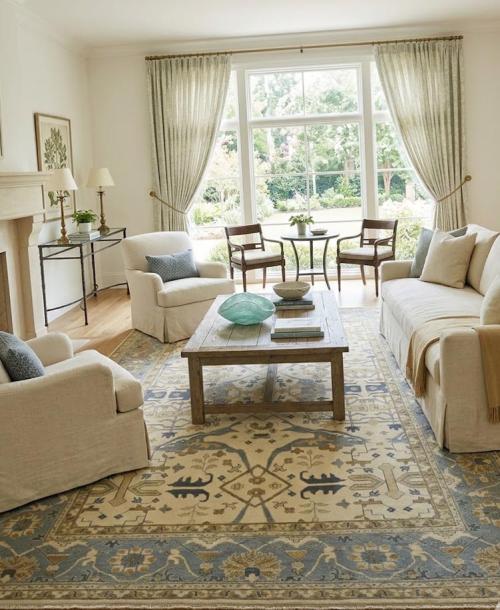 Muted Cream Floral Transitional 13x20 Oushak Oriental Rug