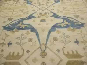 Muted Cream Floral Transitional 13x20 Oushak Oriental Rug