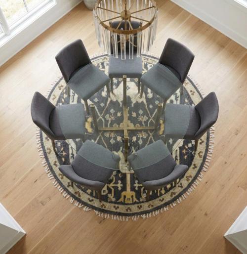 Muted Gray Floral Transitional 8X8 Oushak Oriental Round Rug