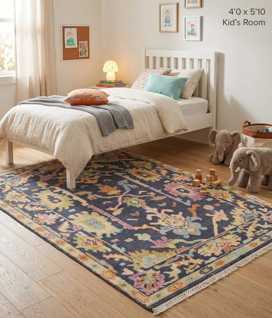 Colorfast Floral 4X6 Oushak Chobi Oriental Rug - Image 2