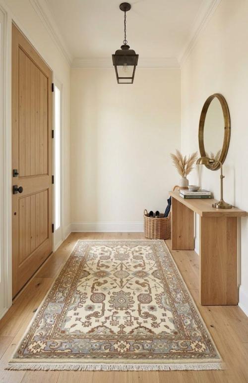 Muted Cream Floral 4X6 Oushak Chobi Oriental Rug