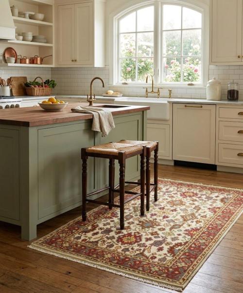 Cream Floral 4X6 Oushak Chobi Oriental Rug