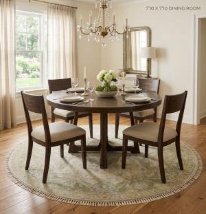 7'10 x 7'10 Hand Knotted Oushak Transitional Wool Round Rug