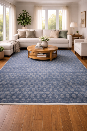 Dark Navy Geometric 8X10 Modern Oriental Rug