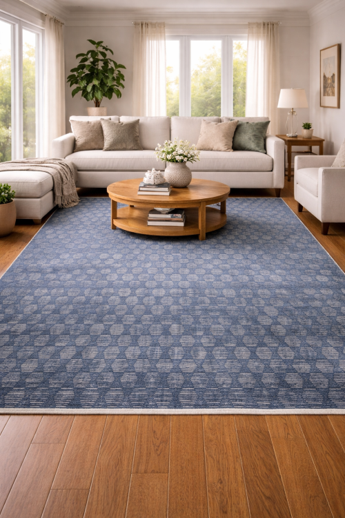 Dark Navy Geometric 8X10 Modern Oriental Rug