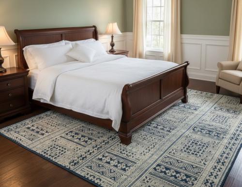 8'2 x 9'11 Cream Modern Hand Knotted Geometric Wool Rug