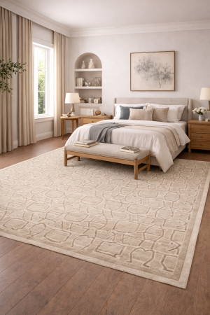 Beige Geometric 8X10 Oriental Modern Rug