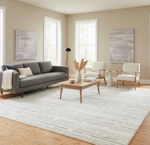 8'1 x 9'10 Modern Hand Knotted Cream Oriental Wool Rug