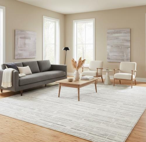 8'1 x 9'10 Modern Hand Knotted Cream Oriental Wool Rug