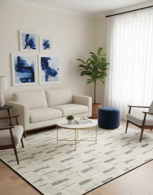 Cream Abstract 9X12 Oriental Modern Rug