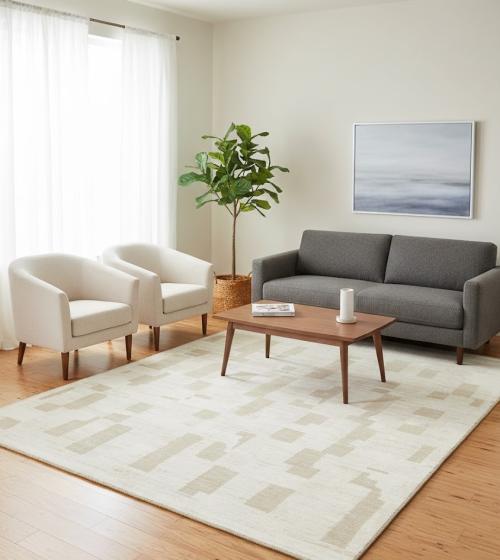 Beige Abstract 8X10 Modern Oriental Rug