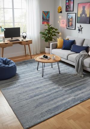 Blue Abstract 8X10 Modern Oriental Area Rug