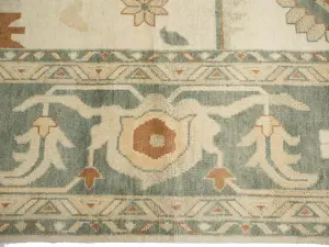 Beige Floral 13x21 Oushak Chobi Oriental Rug