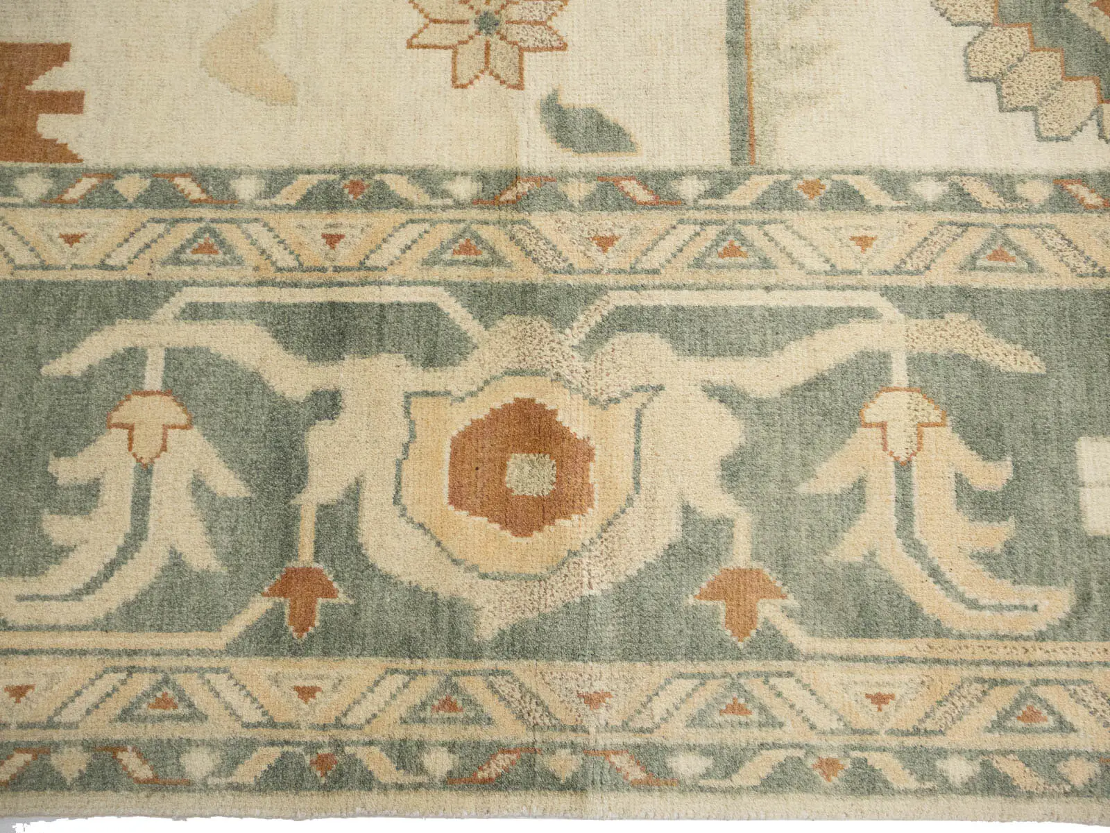 Beige Floral 13x21 Oushak Chobi Oriental Rug