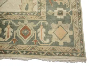 Beige Floral 13x21 Oushak Chobi Oriental Rug