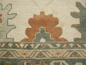 Beige Floral 13x21 Oushak Chobi Oriental Rug