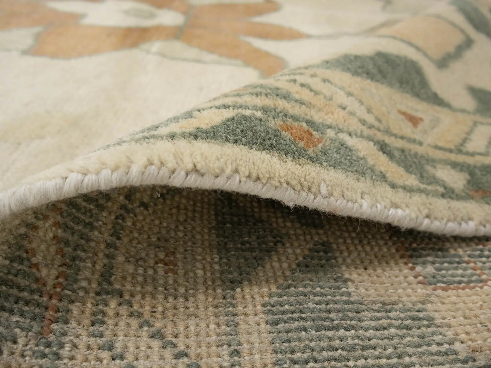 Beige Floral 13x21 Oushak Chobi Oriental Rug