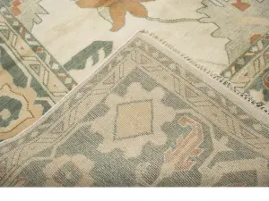 Beige Floral 13x21 Oushak Chobi Oriental Rug