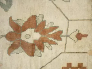 Beige Floral 13x21 Oushak Chobi Oriental Rug