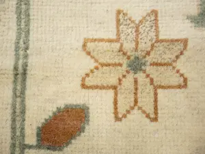 Beige Floral 13x21 Oushak Chobi Oriental Rug