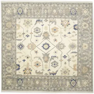 Muted Floral Colorfast 12x12 Oushak Chobi Oriental Square Rug