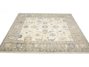 Muted Floral Colorfast 12x12 Oushak Chobi Oriental Square Rug