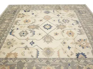 Muted Floral Colorfast 12x12 Oushak Chobi Oriental Square Rug