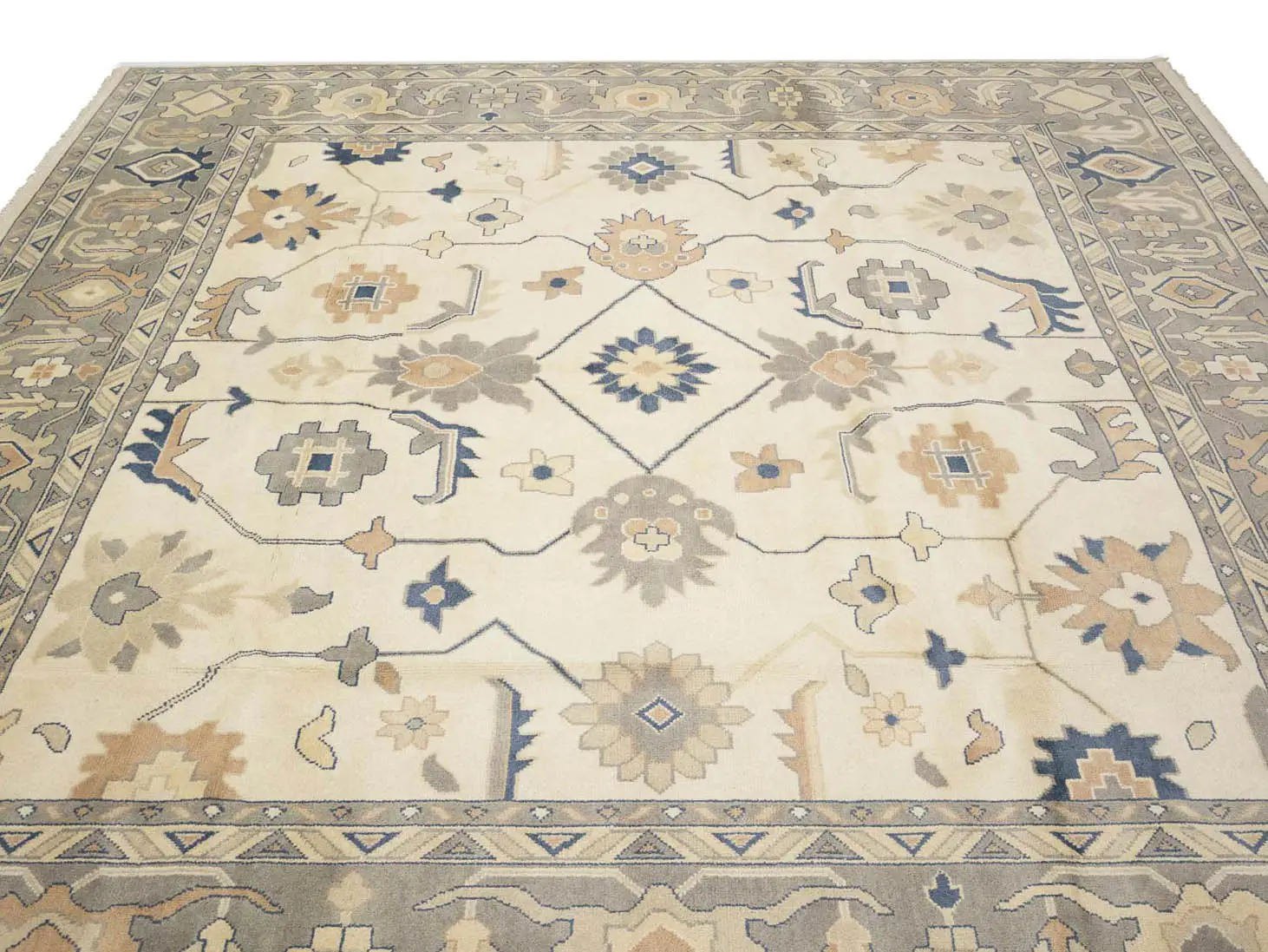 Muted Floral Colorfast 12x12 Oushak Chobi Oriental Square Rug