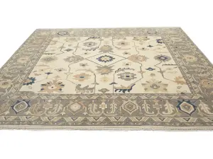 Muted Floral Colorfast 12x12 Oushak Chobi Oriental Square Rug