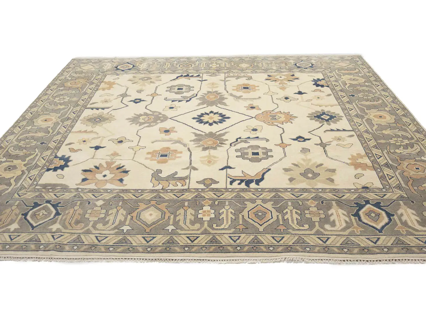 Muted Floral Colorfast 12x12 Oushak Chobi Oriental Square Rug