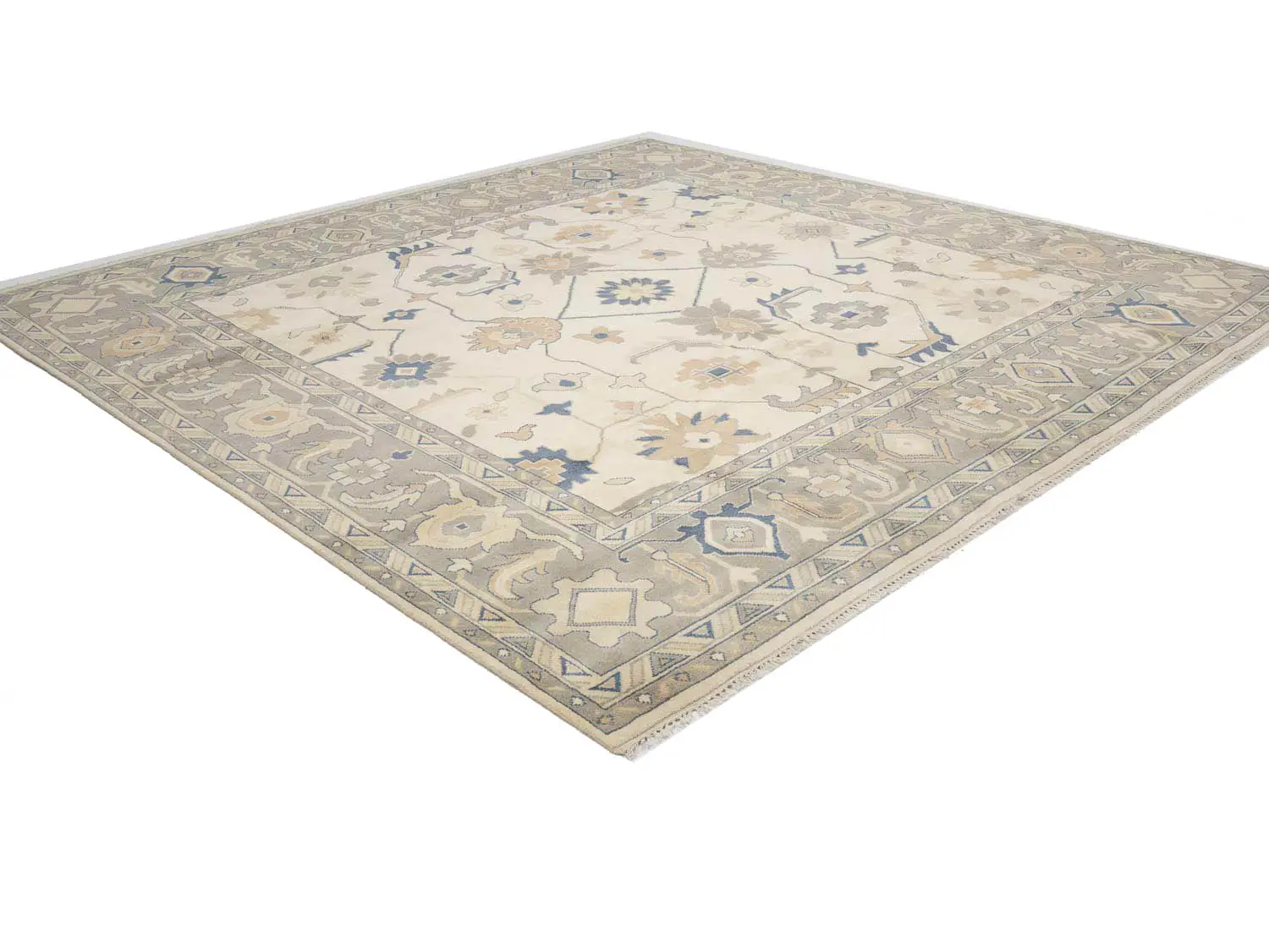 Muted Floral Colorfast 12x12 Oushak Chobi Oriental Square Rug