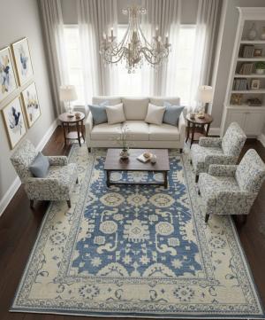 10'3 X 13'7 Muted Hand Knotted Floral Oushak Chobi Wool Rug