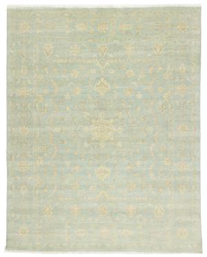 Muted Aqua Blue Floral Transitional 8X10 Oriental Rug