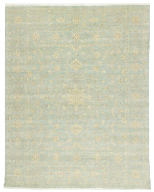 Muted Aqua Blue Floral Transitional 8X10 Oriental Rug
