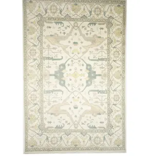 Muted Ivory Floral 12x18 Oushak Oriental Rug
