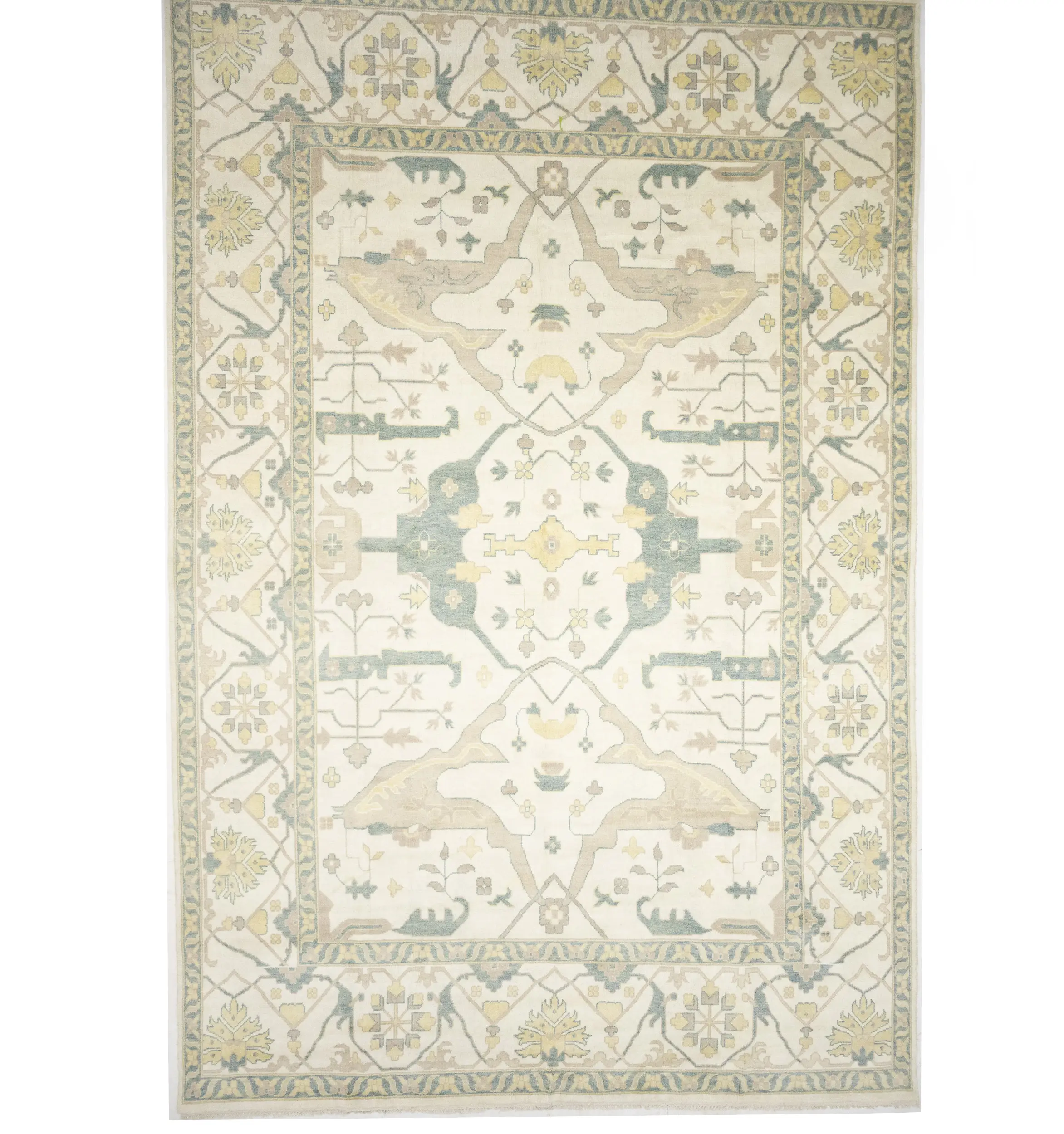 Muted Ivory Floral 12x18 Oushak Oriental Rug