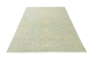 Muted Aqua Blue Floral Transitional 8X10 Oriental Rug