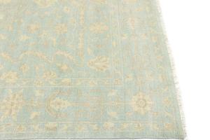 Muted Aqua Blue Floral Transitional 8X10 Oriental Rug