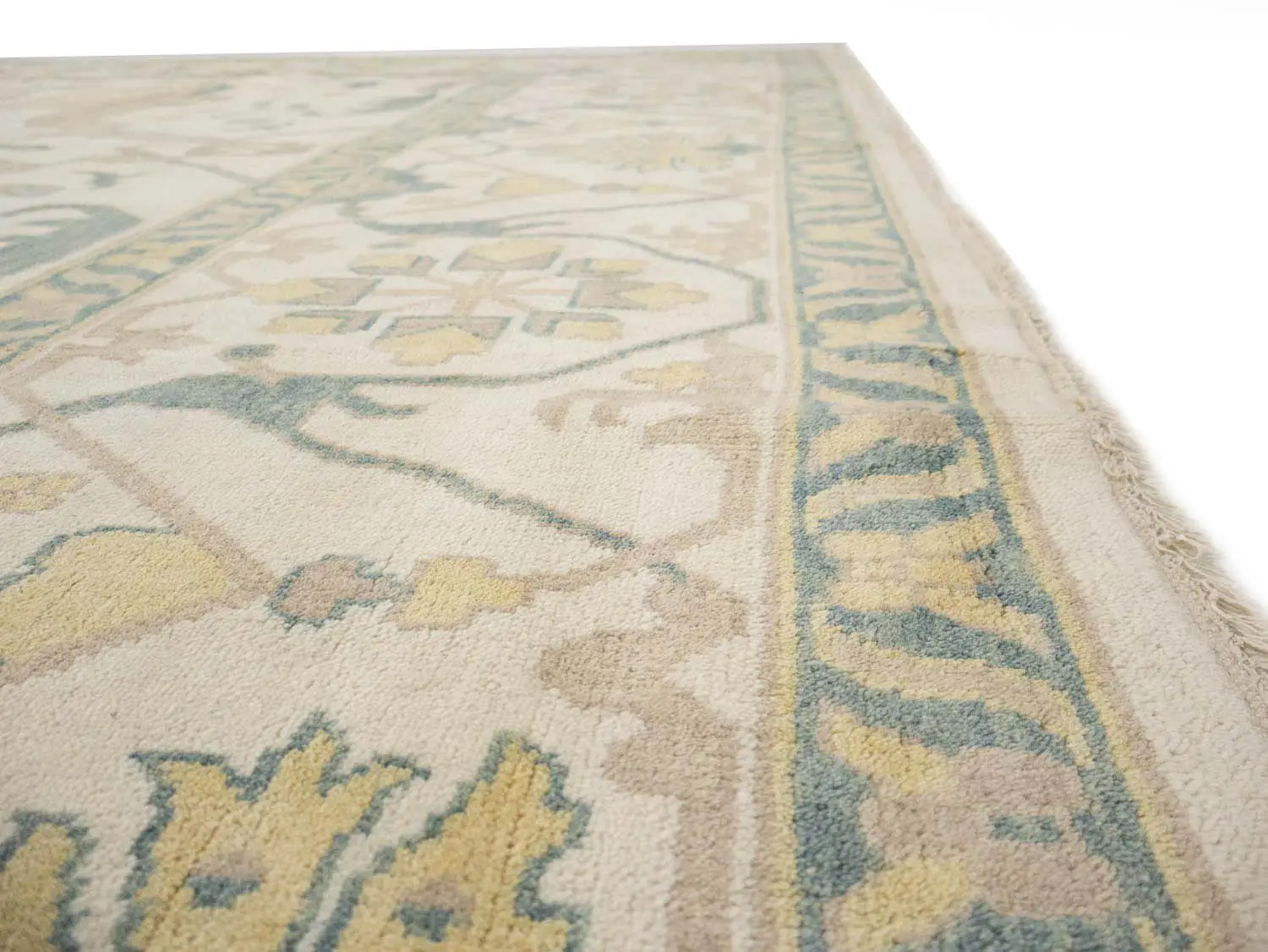 Muted Ivory Floral 12x18 Oushak Oriental Rug