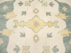 Muted Ivory Floral 12x18 Oushak Oriental Rug