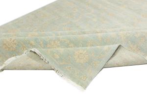 Muted Aqua Blue Floral Transitional 8X10 Oriental Rug